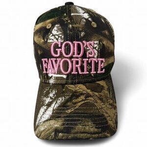 Y2K Camo Trucker Hat Pink God’s Favorite Embroidery Adjustable Christian Girl